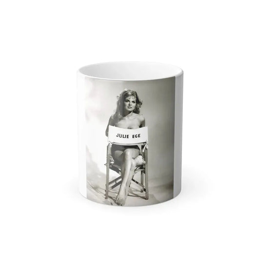 Julie Ege #270 - 8x10 B&W Full Body Semi Nude from 70's via a HQ LQ Re-Strike from (Vintage Female Icon) Color Changing Coffee Mug 11oz - Go Mug Yourself