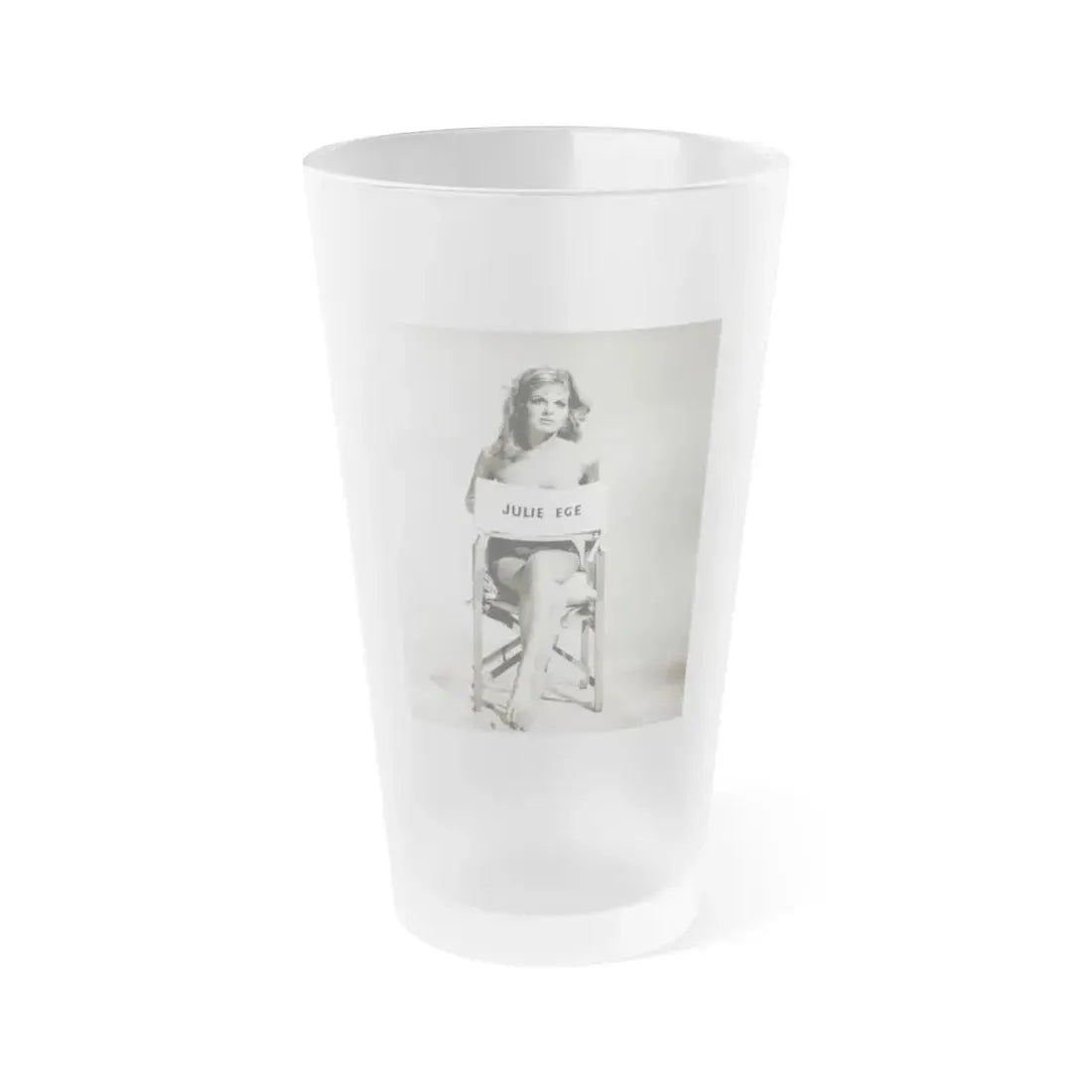 Julie Ege #270 - 8x10 B&W Full Body Semi Nude from 70's via a HQ LQ Re-Strike from (Vintage Female Icon) Frosted Pint Glass 16oz 16oz Frosted - Go Mug Yourself