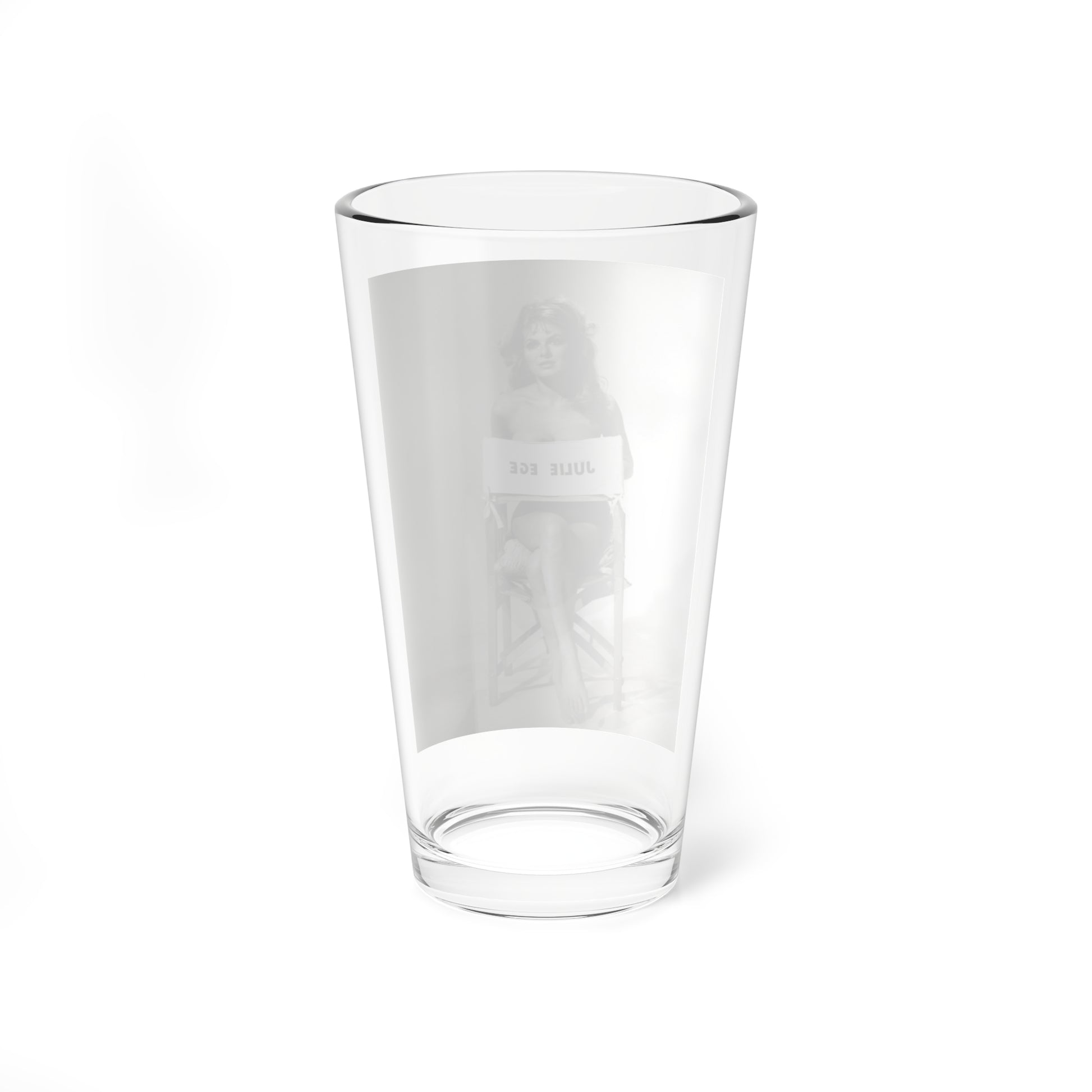 Julie Ege #270 - 8x10 B&W Full Body Semi Nude from 70's via a HQ LQ Re-Strike from (Vintage Female Icon) Pint Glass 16oz-Go Mug Yourself