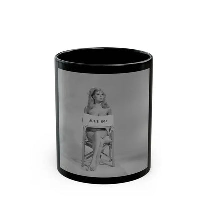 Julie Ege #271 - 8x10 B&W Semi Nude B&W Full Body Shot from 70's (Vintage Female Icon) Black Coffee Mug 11oz - Go Mug Yourself