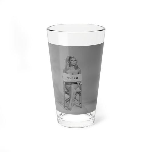 Julie Ege #271 - 8x10 B&W Semi Nude B&W Full Body Shot from 70's (Vintage Female Icon) Pint Glass 16oz-16oz-Go Mug Yourself