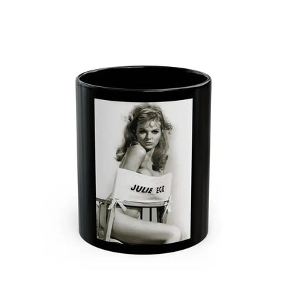Julie Ege #272 - 7.5x12 B&W Full Body Semi Nude from 70's via a Good Quality Re-Strike (Vintage Female Icon) Black Coffee Mug 11oz - Go Mug Yourself