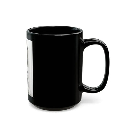 Julie Ege #272 - 7.5x12 B&W Full Body Semi Nude from 70's via a Good Quality Re-Strike (Vintage Female Icon) Black Coffee Mug - Go Mug Yourself
