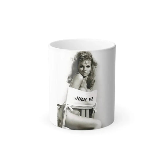 Julie Ege #272 - 7.5x12 B&W Full Body Semi Nude from 70's via a Good Quality Re-Strike (Vintage Female Icon) Color Changing Coffee Mug 11oz - Go Mug Yourself