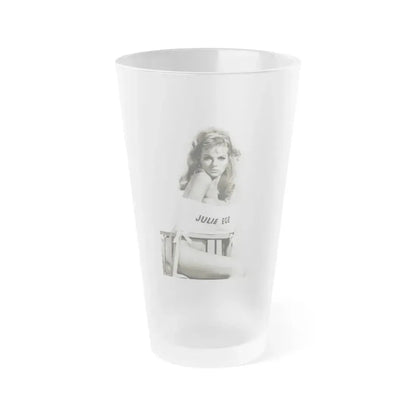 Julie Ege #272 - 7.5x12 B&W Full Body Semi Nude from 70's via a Good Quality Re-Strike (Vintage Female Icon) Frosted Pint Glass 16oz 16oz Frosted - Go Mug Yourself
