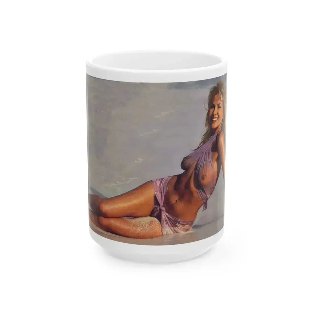 Julie Ege #94 - See through wet top (Vintage Female Icon) White Coffee Mug 15oz - Go Mug Yourself