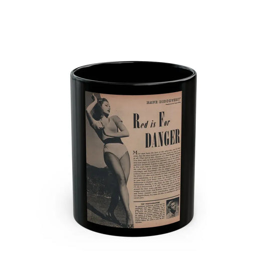 Julie Newmar #165 - Pages 14 Pages 1 of 5 with, Julie+1 Full Page B&W Photo & Article from COVER GIRLS MODELS Mag. Nov. '53 (Vintage Female Icon) Black Coffee Mug 11oz - Go Mug Yourself