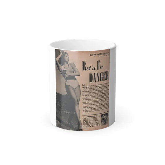 Julie Newmar #165 - [Pages 14] Pages 1 of 5 with, Julie+1 Full Page B&W Photo & Article from COVER GIRLS MODELS Mag. Nov. '53 (Vintage Female Icon) Color Changing Coffee Mug 11oz - Go Mug Yourself
