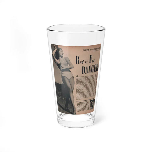 Julie Newmar #165 - Pages 14 Pages 1 of 5 with, Julie+1 Full Page B&W Photo & Article from COVER GIRLS MODELS Mag. Nov. '53 (Vintage Female Icon) Pint Glass 16oz 16oz - Go Mug Yourself