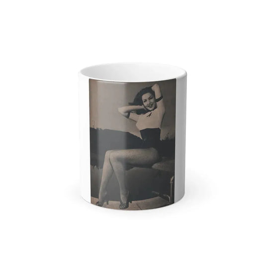 Julie Newmar #166 - [Pages 15] Pages 2 of 5 with, Julie+1 Full Page B&W Photo from COVER GIRLS MODELS Mag. Nov. '53 (Vintage Female Icon) Color Changing Coffee Mug 11oz - Go Mug Yourself