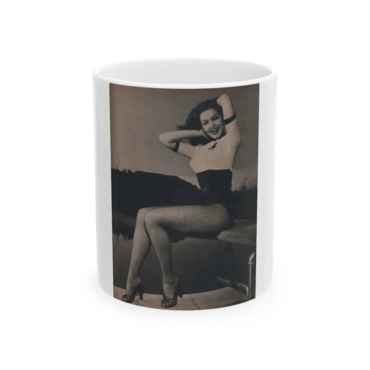 Julie Newmar #166 - Pages 15 Pages 2 of 5 with, Julie+1 Full Page B&W Photo from COVER GIRLS MODELS Mag. Nov. '53 (Vintage Female Icon) White Coffee Mug 11oz - Go Mug Yourself