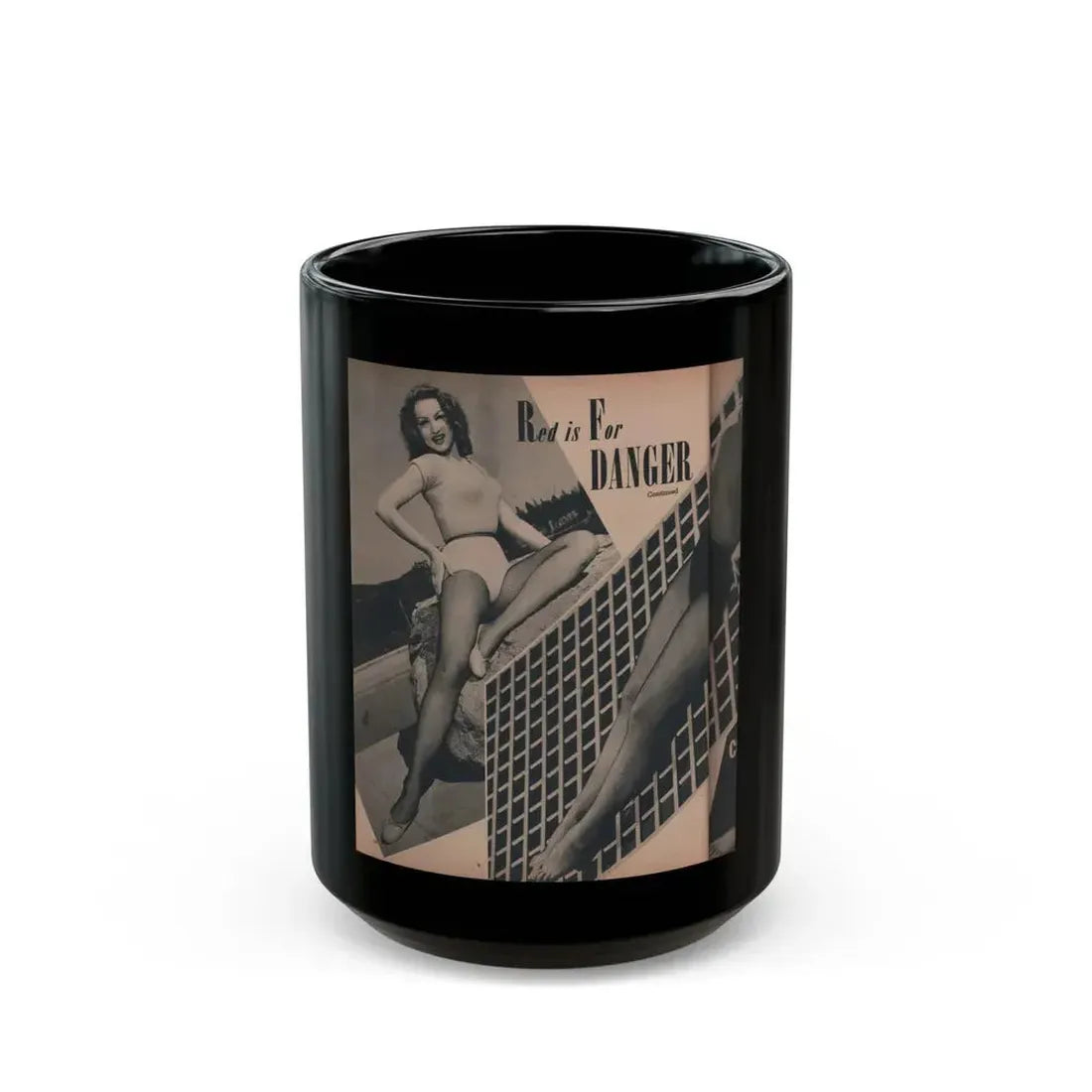 Julie Newmar #167 - Pages 16 Pages 3 of 5 with, Julie+1 Full Page B&W Photo from COVER GIRLS MODELS Mag. Nov. '53 (Vintage Female Icon) Black Coffee Mug 15oz - Go Mug Yourself