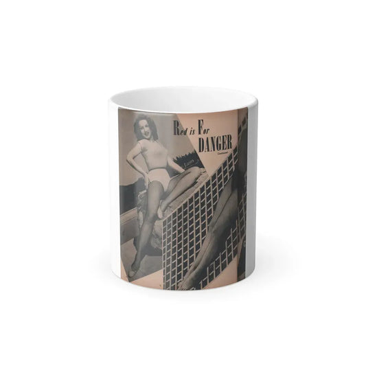 Julie Newmar #167 - [Pages 16] Pages 3 of 5 with, Julie+1 Full Page B&W Photo from COVER GIRLS MODELS Mag. Nov. '53 (Vintage Female Icon) Color Changing Coffee Mug 11oz - Go Mug Yourself