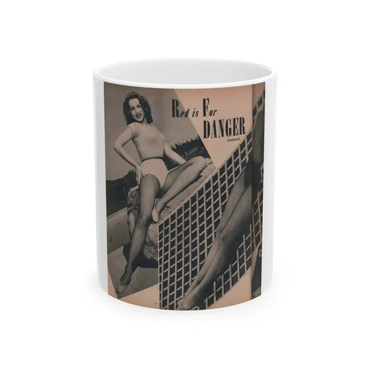 Julie Newmar #167 - Pages 16 Pages 3 of 5 with, Julie+1 Full Page B&W Photo from COVER GIRLS MODELS Mag. Nov. '53 (Vintage Female Icon) White Coffee Mug 11oz - Go Mug Yourself