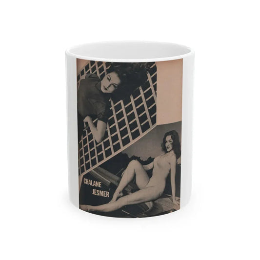 Julie Newmar #168 - Pages 17 Pages 4 of 5 with, Julie+1 Full Page B&W Photo from COVER GIRLS MODELS Mag. Nov. '53 (Vintage Female Icon) White Coffee Mug 11oz - Go Mug Yourself