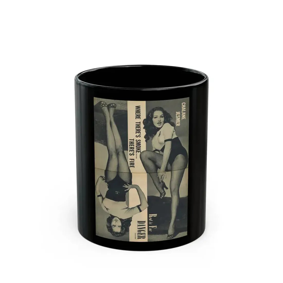 Julie Newmar #173 - Pages 18-19 Pages 4 & 5 of 5 with, Julie+2 Full Page B&W Photos from Cover Girl Models Mag. Nov. '53 (Vintage Female Icon) Black Coffee Mug 11oz - Go Mug Yourself