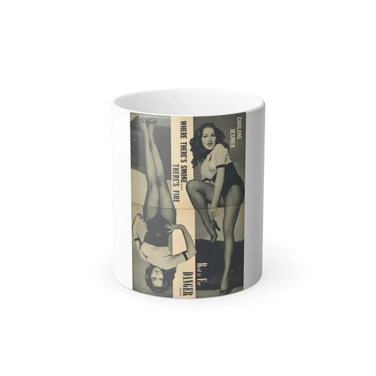 Julie Newmar #173 - [Pages 18-19] Pages 4 & 5 of 5 with, Julie+2 Full Page B&W Photos from Cover Girl Models Mag. Nov. '53 (Vintage Female Icon) Color Changing Coffee Mug 11oz - Go Mug Yourself