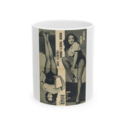 Julie Newmar #173 - Pages 18-19 Pages 4 & 5 of 5 with, Julie+2 Full Page B&W Photos from Cover Girl Models Mag. Nov. '53 (Vintage Female Icon) White Coffee Mug 11oz - Go Mug Yourself