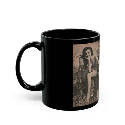 Julie Newmar #194 - Pages 30-31 Pages & 2 of 2 with, Julie+2 Full Page B&W Photos & Caption from SHE Digest Mag. Aug. '59 (Vintage Female Icon) Black Coffee Mug - Go Mug Yourself