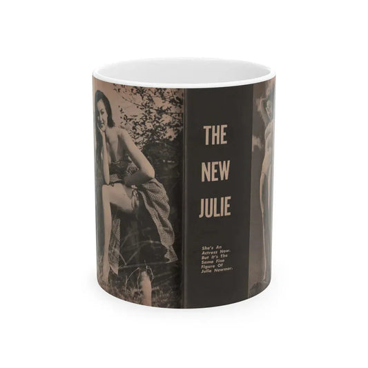 Julie Newmar #194 - Pages 30-31 Pages & 2 of 2 with, Julie+2 Full Page B&W Photos & Caption from SHE Digest Mag. Aug. '59 (Vintage Female Icon) White Coffee Mug 11oz - Go Mug Yourself
