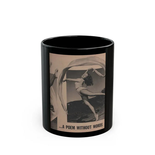 Julie Newmar #204 - Pages 17 Pages 4 of 5 with, Julie+1 Full Page B&W Photo+Partial & Headlines from COVER GIRLS MODELS Mag. Feb '54 (Vintage Female Icon) Black Coffee Mug 11oz - Go Mug Yourself