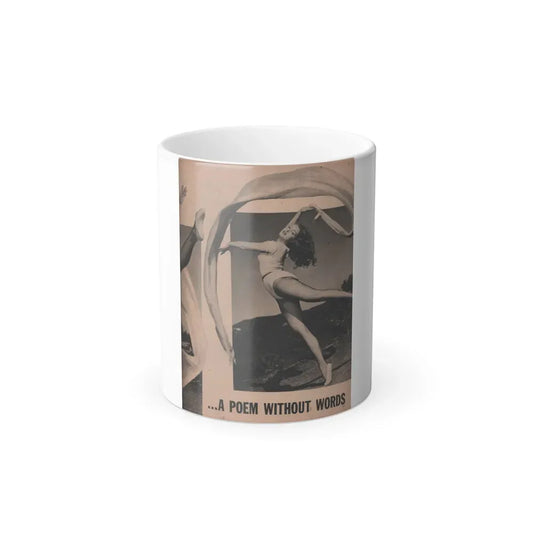 Julie Newmar #204 - [Pages 17] Pages 4 of 5 with, Julie+1 Full Page B&W Photo+Partial & Headlines from COVER GIRLS MODELS Mag. Feb '54 (Vintage Female Icon) Color Changing Coffee Mug 11oz - Go Mug Yourself