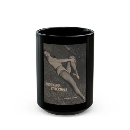 Julie Newmar #205 - Pages 38 Pages 5 of 5 with, Julie+1 Full Page B&W Photo & Headlines from COVER GIRLS MODELS Mag. Feb '54 (Vintage Female Icon) Black Coffee Mug 15oz - Go Mug Yourself