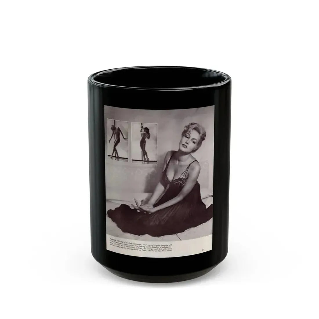 Julie Newmar #288 (Vintage Female Icon) Black Coffee Mug 15oz - Go Mug Yourself