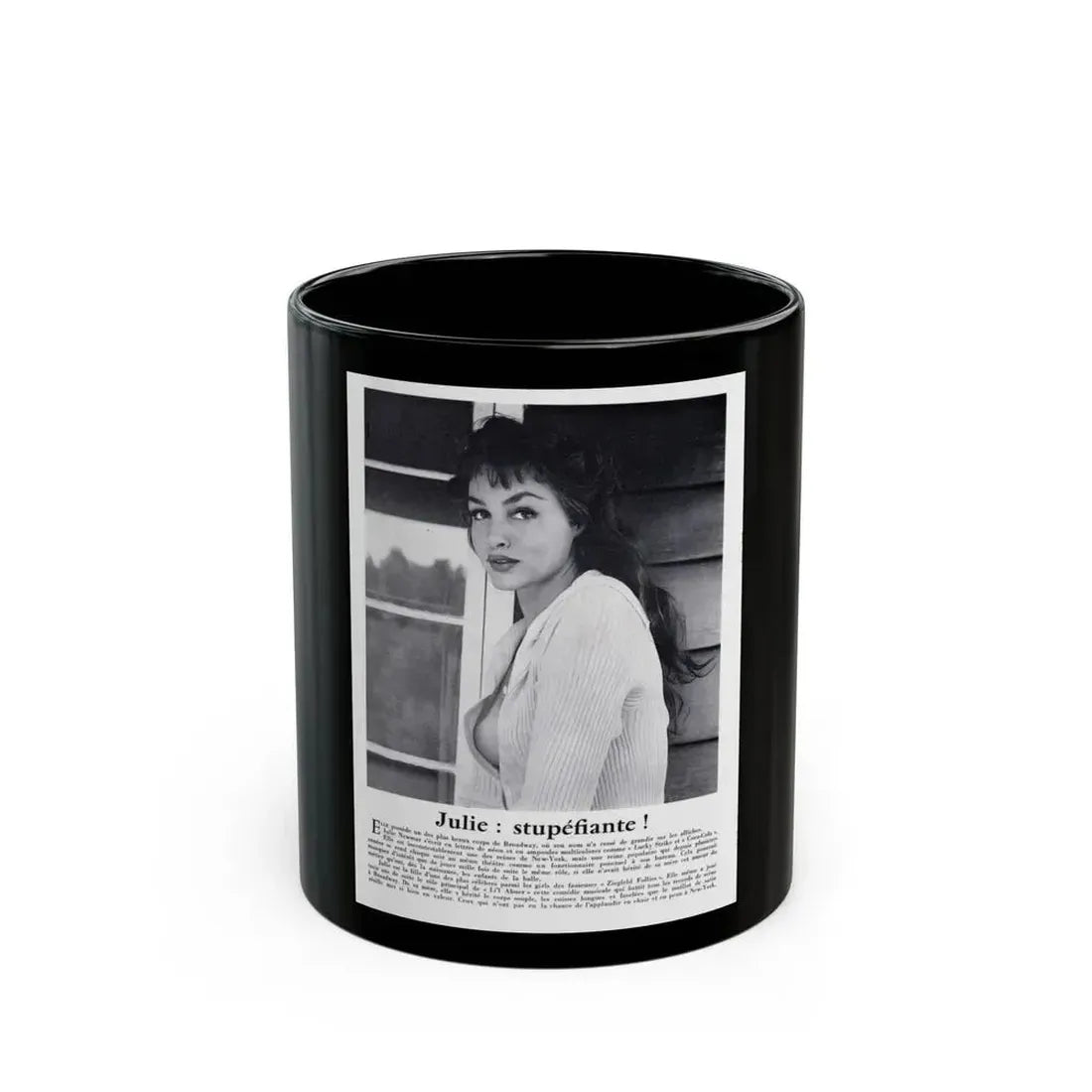 Julie Newmar #326 (Vintage Female Icon) Black Coffee Mug 11oz - Go Mug Yourself