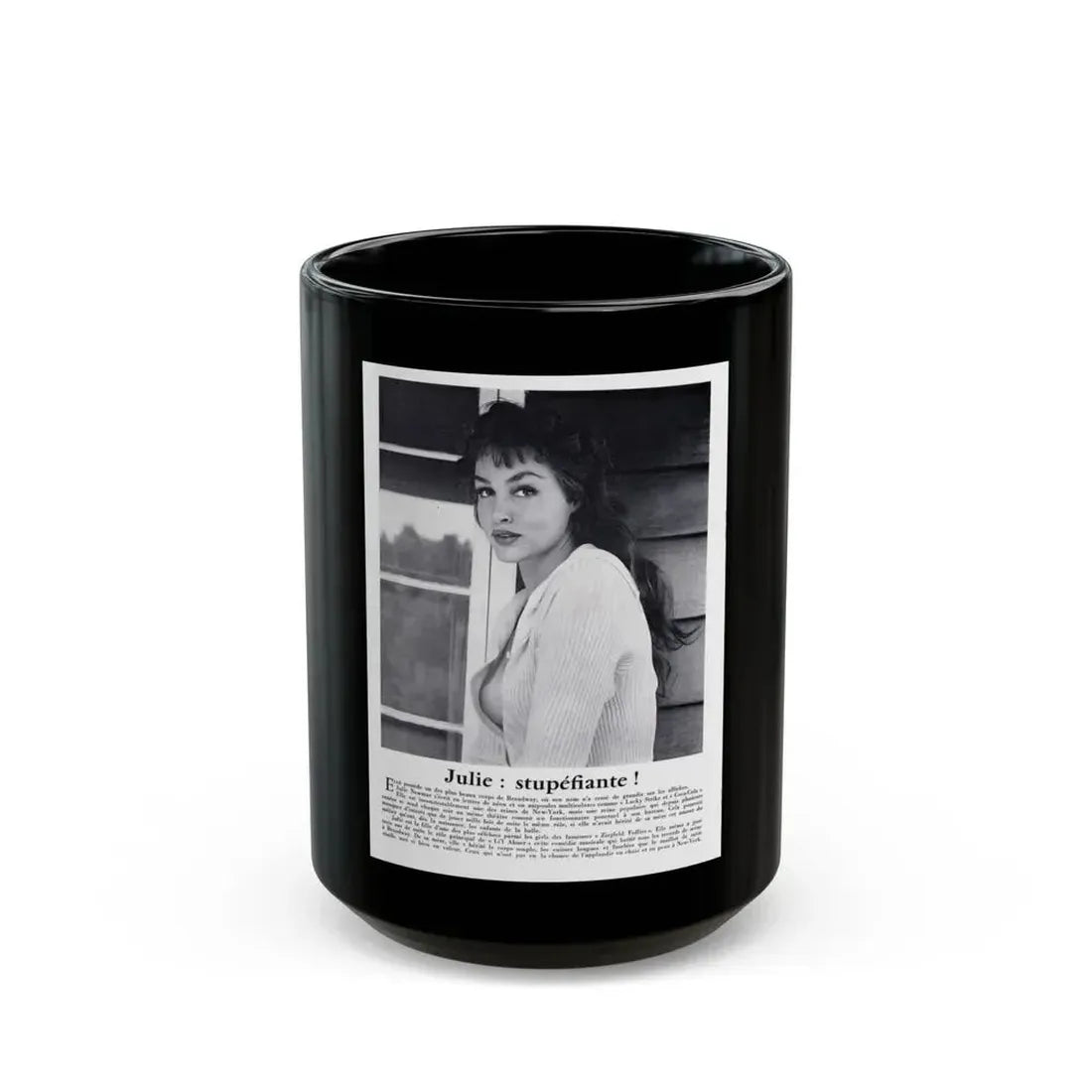 Julie Newmar #326 (Vintage Female Icon) Black Coffee Mug 15oz - Go Mug Yourself