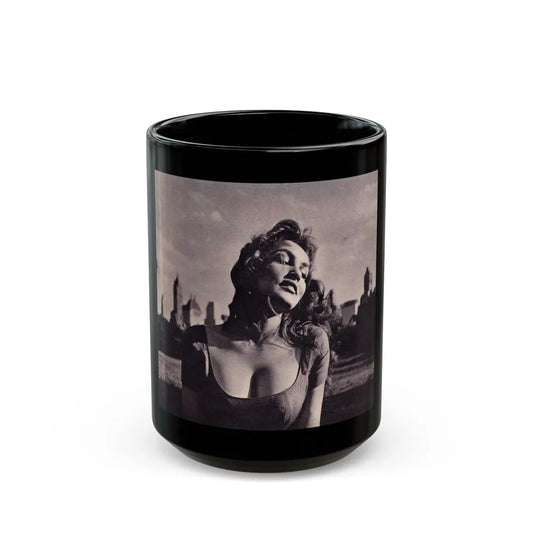 Julie Newmar #335 (Vintage Female Icon) Black Coffee Mug-15oz-Go Mug Yourself