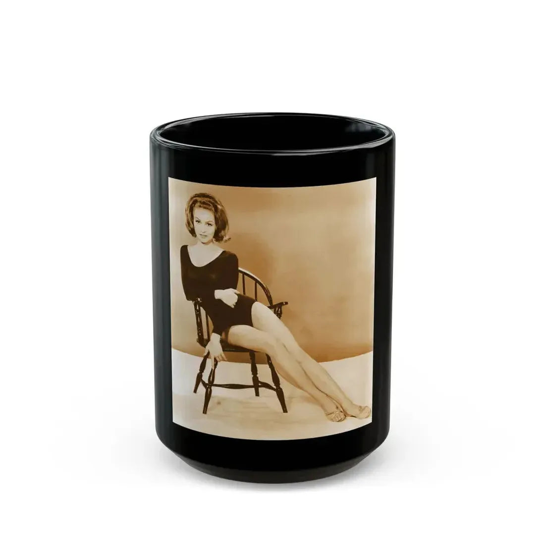 Julie Newmar #35 1 (Vintage Female Icon) Black Coffee Mug 15oz - Go Mug Yourself