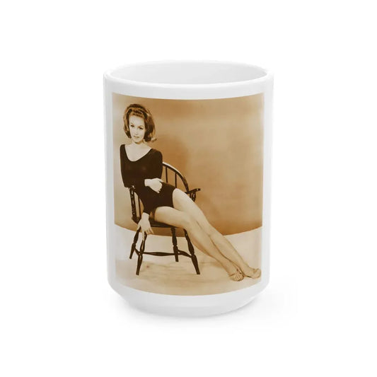 Julie Newmar #35 1 (Vintage Female Icon) White Coffee Mug 15oz - Go Mug Yourself