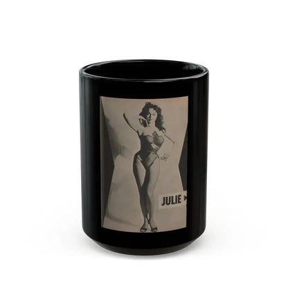 Julie Newmar #350 - Pages 37 Pages 1 of 3 with, Julie+1 Full Page B&W Photo from JOY Digest Mag. Feb. '60 (Vintage Female Icon) Black Coffee Mug 15oz - Go Mug Yourself