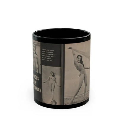 Julie Newmar #351 - Pages 38 & 39 Pages 2 & 3 of 3 with, Julie+3 B&W Photos from JOY Digest Mag. Feb. '60 (Vintage Female Icon) Black Coffee Mug 11oz - Go Mug Yourself