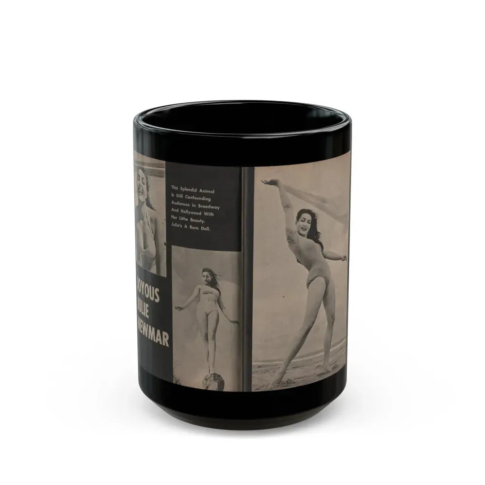 Julie Newmar #351 - Pages 38 & 39 Pages 2 & 3 of 3 with, Julie+3 B&W Photos from JOY Digest Mag. Feb. '60 (Vintage Female Icon) Black Coffee Mug 15oz - Go Mug Yourself