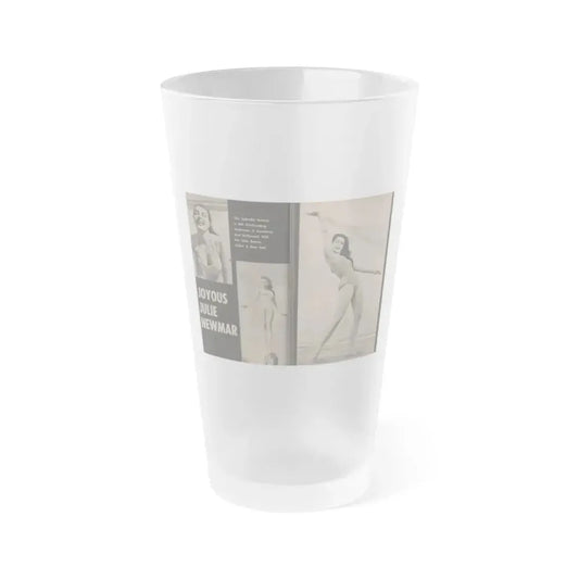 Julie Newmar #351 - Pages 38 & 39 Pages 2 & 3 of 3 with, Julie+3 B&W Photos from JOY Digest Mag. Feb. '60 (Vintage Female Icon) Frosted Pint Glass 16oz 16oz Frosted - Go Mug Yourself