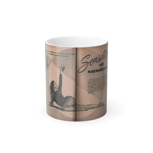 Julie Newmar #352 - [Pages 38 & 39] Pages 1 & 2 of 6 with, Julie+2 B&W Photos, Caption & Article from PHOTO Digest Mag. Oct. '53 (Vintage Female Icon) Color Changing Coffee Mug 11oz - Go Mug Yourself