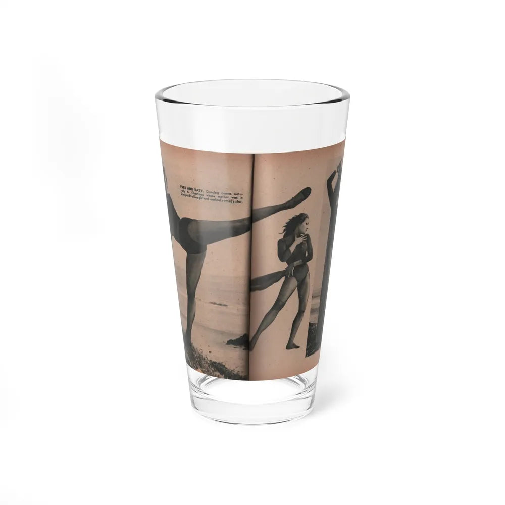 Julie Newmar #353 - Pages 40 & 41 Pages 3 & 4 of 6 with, Julie+3 B&W Photos & 1 Caption from PHOTO Digest Mag. Oct. '53 (Vintage Female Icon) Pint Glass 16oz 16oz - Go Mug Yourself