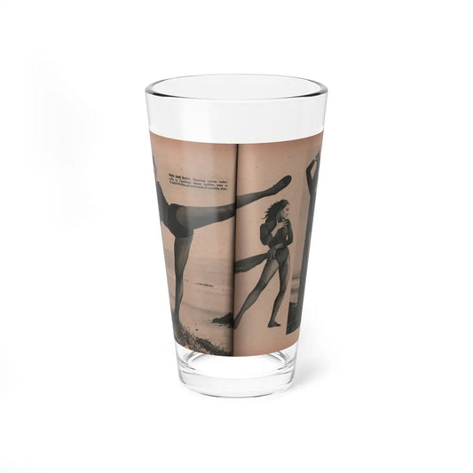 Julie Newmar #353 - Pages 40 & 41 Pages 3 & 4 of 6 with, Julie+3 B&W Photos & 1 Caption from PHOTO Digest Mag. Oct. '53 (Vintage Female Icon) Pint Glass 16oz 16oz - Go Mug Yourself