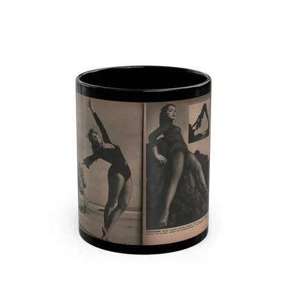 Julie Newmar #354 - Pages 42 & 43 Pages 5 & 6 of 6 with, Julie+3 B&W Photos & 1 Caption from PHOTO Digest Mag. Oct. '53 (Vintage Female Icon) Black Coffee Mug 11oz - Go Mug Yourself