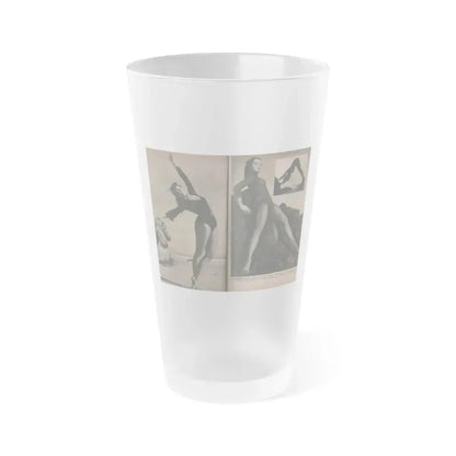 Julie Newmar #354 - Pages 42 & 43 Pages 5 & 6 of 6 with, Julie+3 B&W Photos & 1 Caption from PHOTO Digest Mag. Oct. '53 (Vintage Female Icon) Frosted Pint Glass 16oz 16oz Frosted - Go Mug Yourself