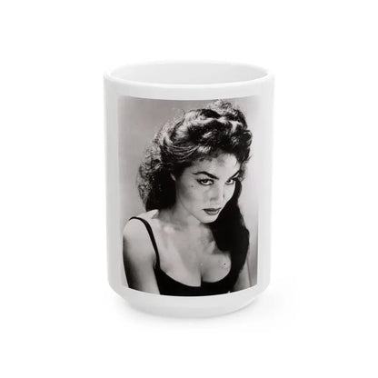Julie Newmar #39 (Vintage Female Icon) White Coffee Mug 15oz - Go Mug Yourself