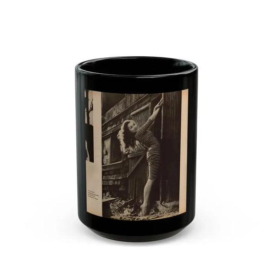 Julie Newmar #422 - 1 Page with, Julie+1 B&W Photo & Caption from Photography For Men - Glamour Issue Mag. July '58 (Vintage Female Icon) Black Coffee Mug 15oz - Go Mug Yourself