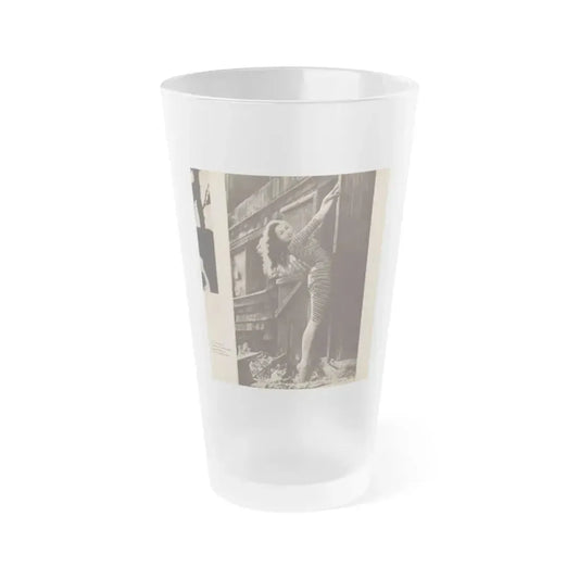 Julie Newmar #422 - 1 Page with, Julie+1 B&W Photo & Caption from Photography For Men - Glamour Issue Mag. July '58 (Vintage Female Icon) Frosted Pint Glass 16oz 16oz Frosted - Go Mug Yourself