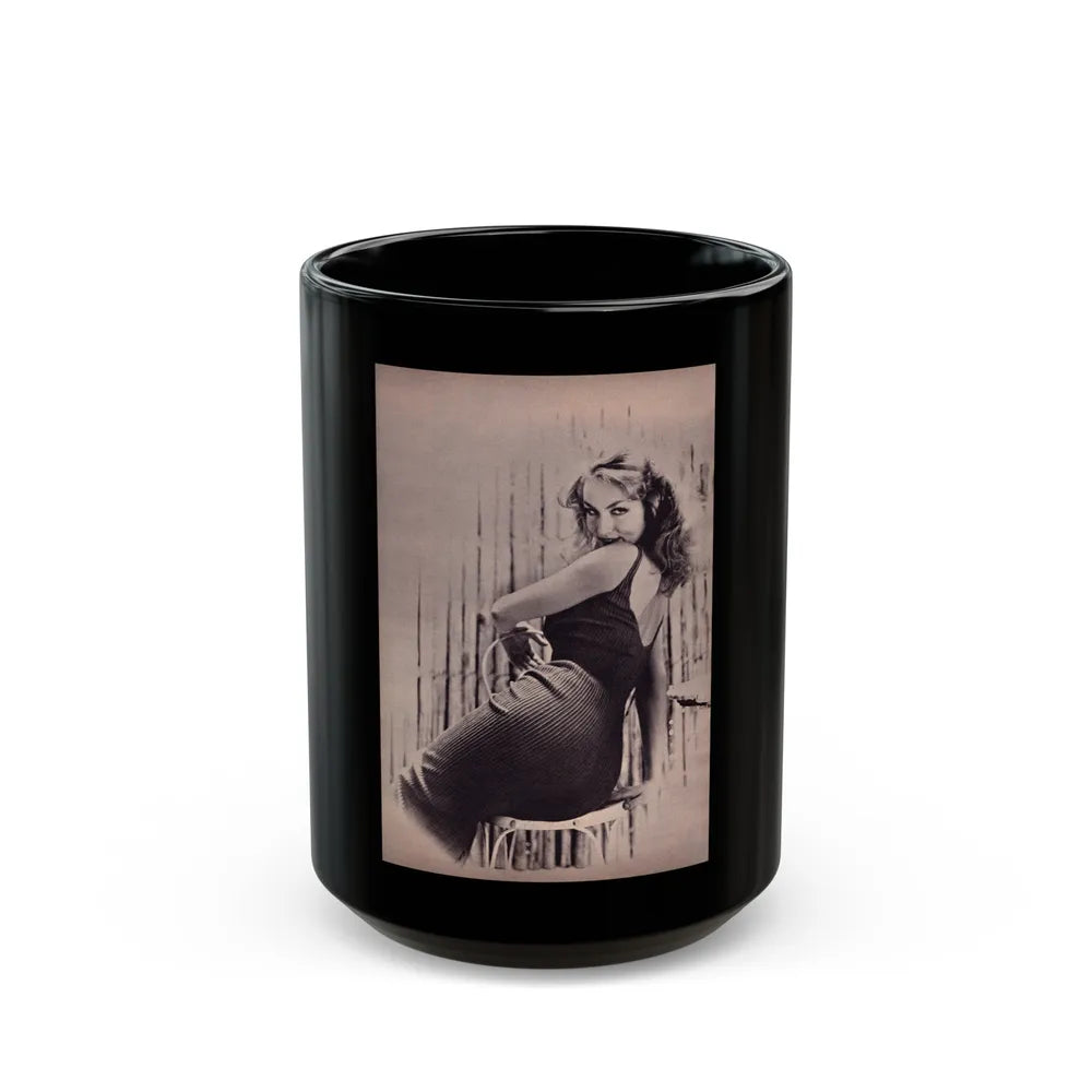 Julie Newmar #447 (Vintage Female Icon) Black Coffee Mug-15oz-Go Mug Yourself