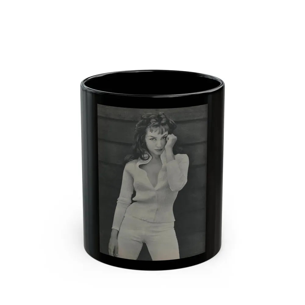Julie Newmar #452 - Pages 44 Pages 1 of 2 with, Julie+1 Full Page B&W Photo from Bachelor Pin-Ups Issue #01 Mag. '57 (Vintage Female Icon) Black Coffee Mug 11oz - Go Mug Yourself