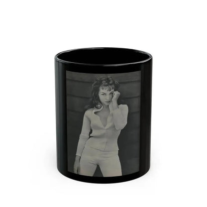 Julie Newmar #452 - Pages 44 Pages 1 of 2 with, Julie+1 Full Page B&W Photo from Bachelor Pin-Ups Issue #01 Mag. '57 (Vintage Female Icon) Black Coffee Mug 11oz - Go Mug Yourself