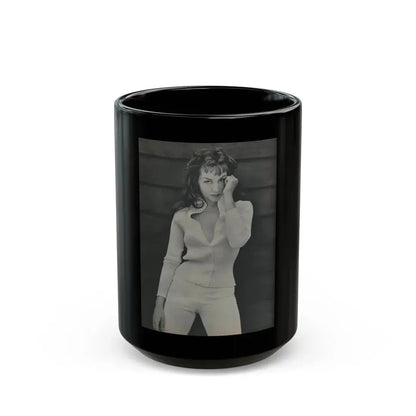 Julie Newmar #452 - Pages 44 Pages 1 of 2 with, Julie+1 Full Page B&W Photo from Bachelor Pin-Ups Issue #01 Mag. '57 (Vintage Female Icon) Black Coffee Mug 15oz - Go Mug Yourself
