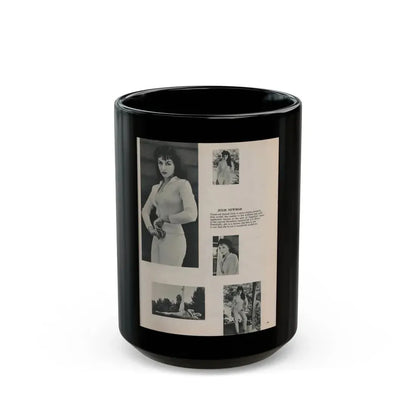Julie Newmar #453 - Pages 45 Pages 2 of 2 with, Julie+5 B&W Photos & Caption from Bachelor Pin-Ups Issue #01 Mag. '57 (Vintage Female Icon) Black Coffee Mug 15oz - Go Mug Yourself